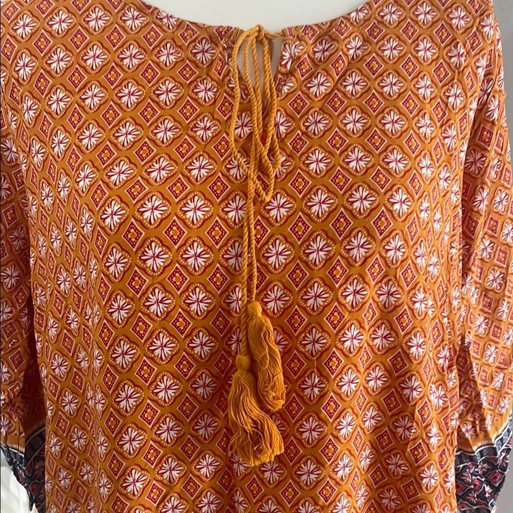 Hotouch Orange Patterned Boho Dress - Picture 3 of 8